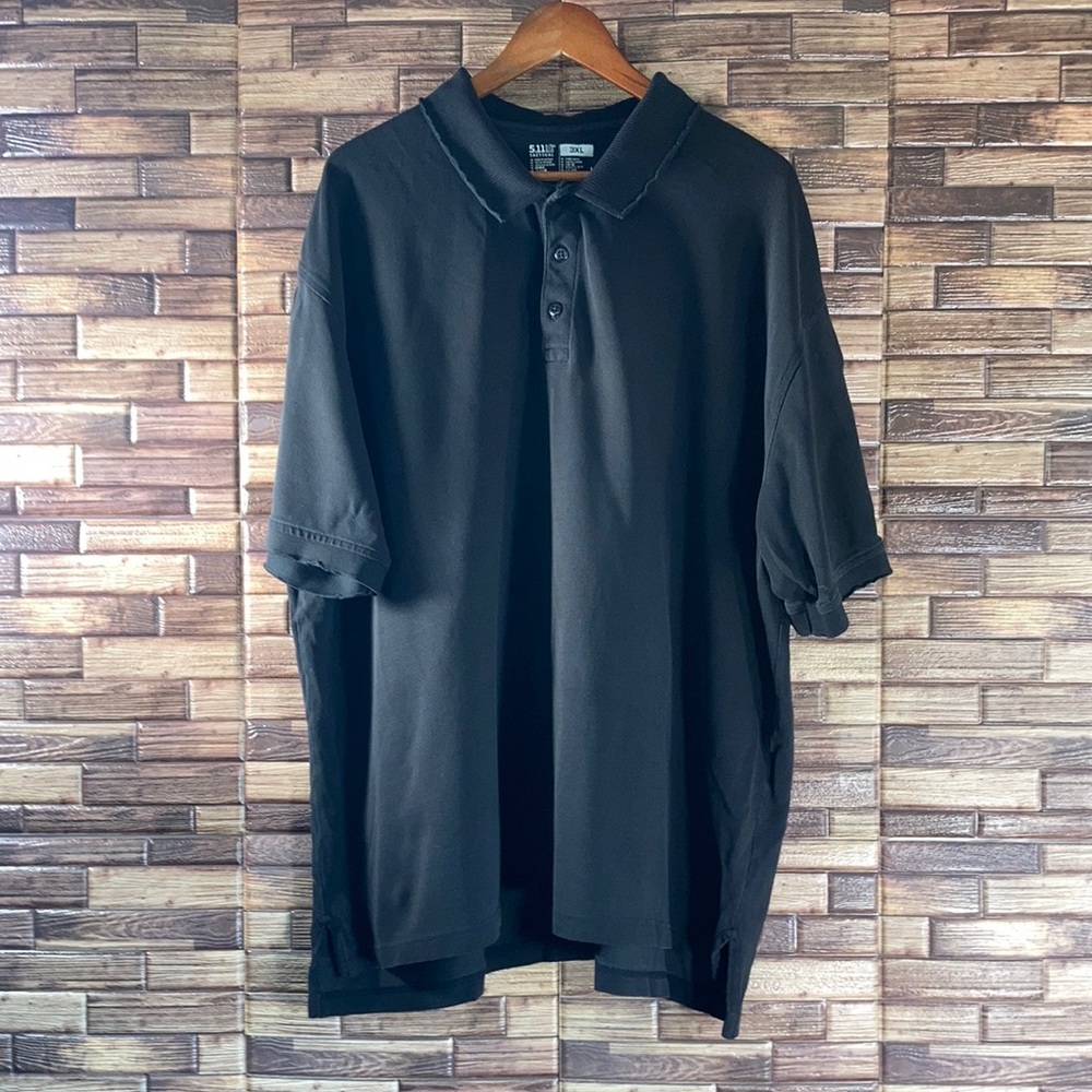5.11 Tactical Series Men's XL Polo Shirt Black Pockets 100% Cotton Preowned 3XL